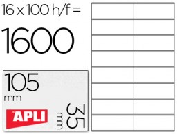 CJ100 hojas A4 1600 etiquetas adhesivas Apli 01287 105x35mm. ILC
